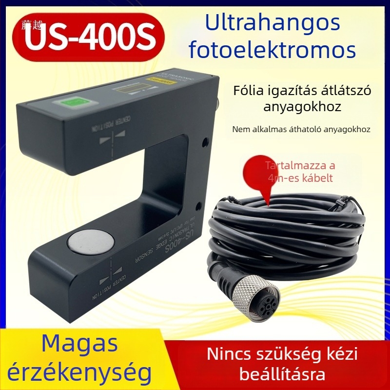 Ultrahangos korrekciós érzékelő US-400S, átlátszó membrán, PS400S fotóelektronikus érzékelő a szélekhez U-alakú hornyában