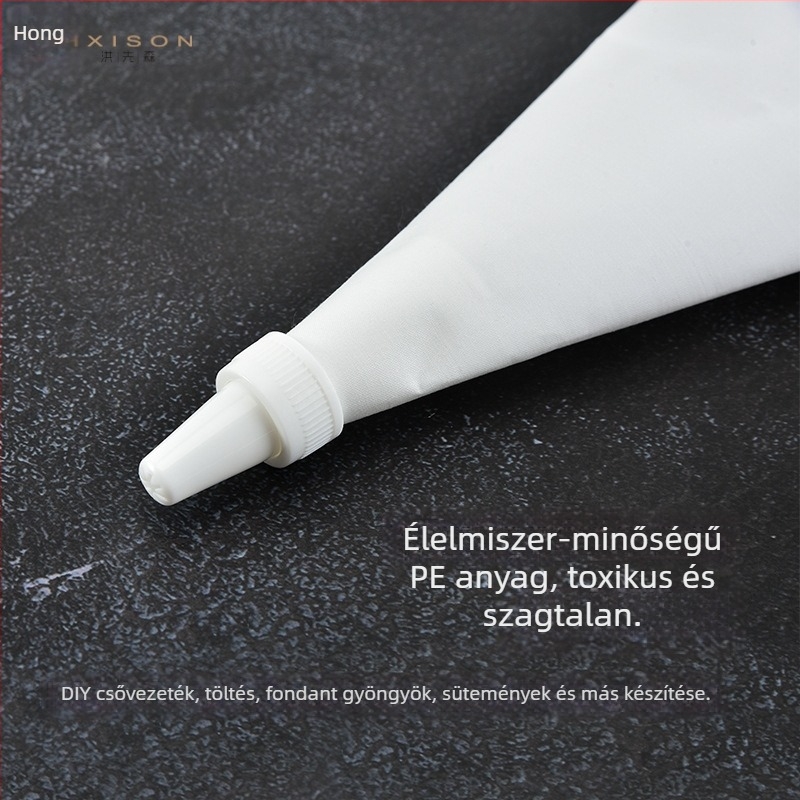 PP anyagú díszítő tasak készlet, 8 újra használható csővel, krém- és hús töltelékekhez