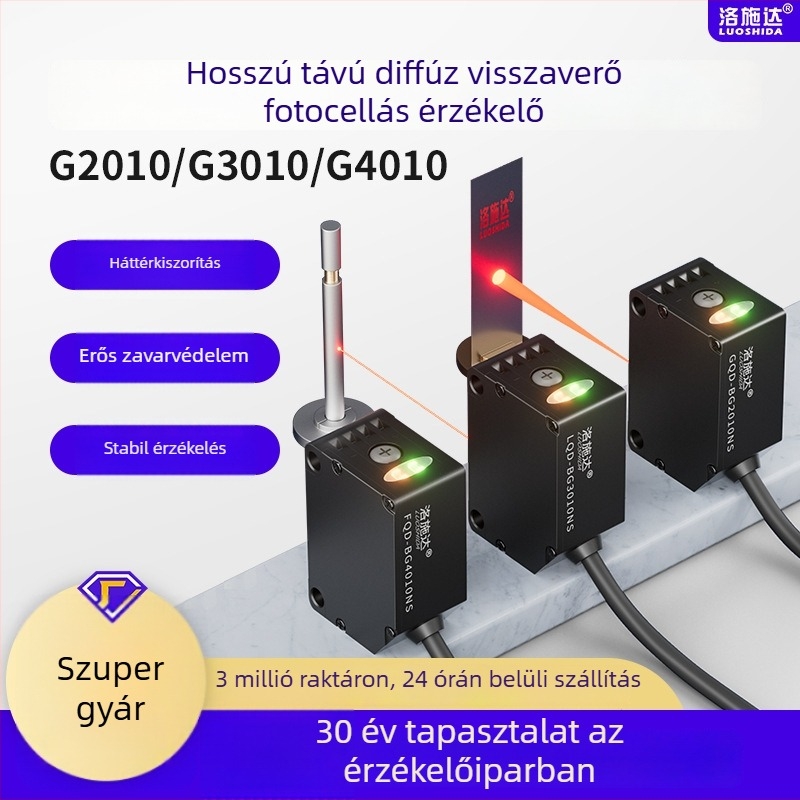 G3010 lézeres fotóelektrikus kapcsoló háttérelnyomással, 4 m-es detekció, infravörös fény, 24 V, IP65, 2 ms