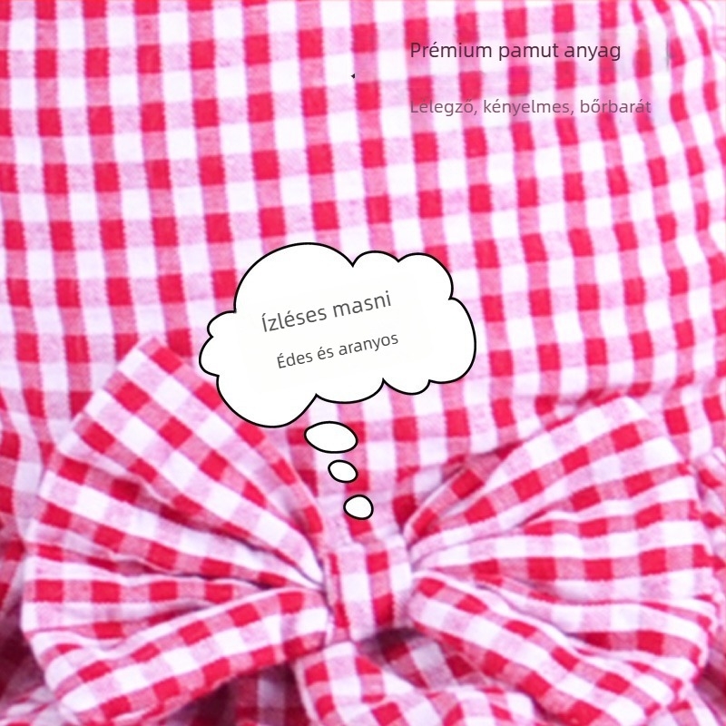 Pamutból készült kutyusruha kis méretű kutyáknak és kölyökkutyáknak, kockás szoknyával