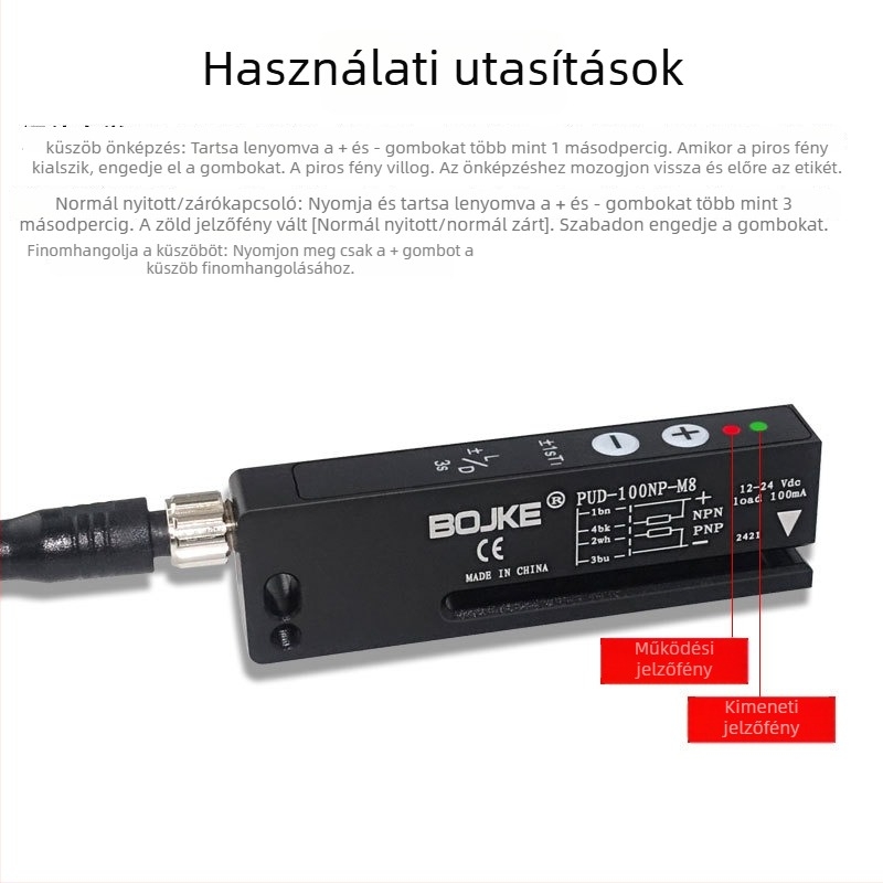 Bojke/Boyi Jingke PUD-100NP-M8 öntapadós címke detektáló szenzor, fotoelektronikus