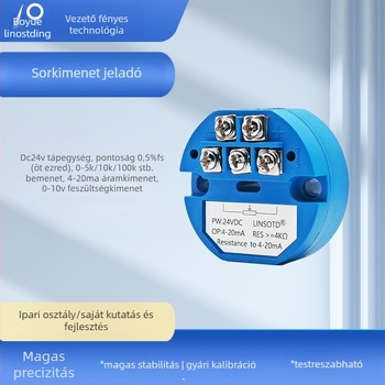 Integrált hőmérséklet-átvivő NTC 10k (β 3950) érzékelővel, 4-20 mA és 0-10 V kimenetek, 5 V tápellátás, csúszó potenciométeres jelküldő