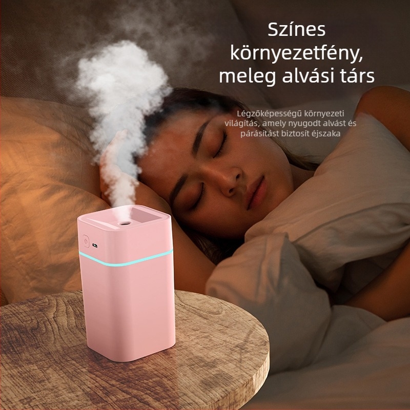 Mini USB hangtalan párásító háztartási használatra, 10–20 m² lefedettség, tartály ≤0,5 L, 1 köd kimenet, USB táplálás 2–4 W, zaj < 36 dB