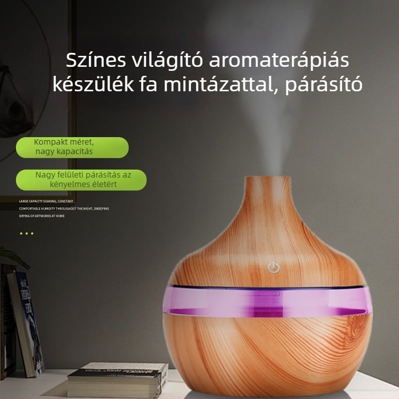 USB-tápellátású aroma diffúzoros párásító, 41-60 m2-hez, 0,5 L alatti tartály, 1 párásító kimenet, 5 W