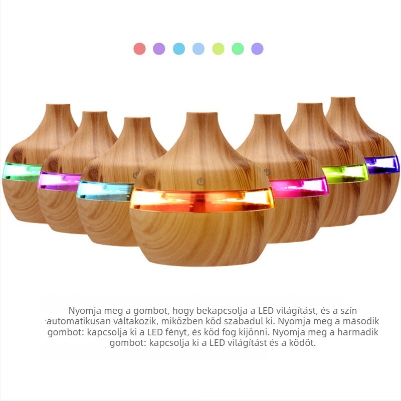 USB-tápellátású aroma diffúzoros párásító, 41-60 m2-hez, 0,5 L alatti tartály, 1 párásító kimenet, 5 W