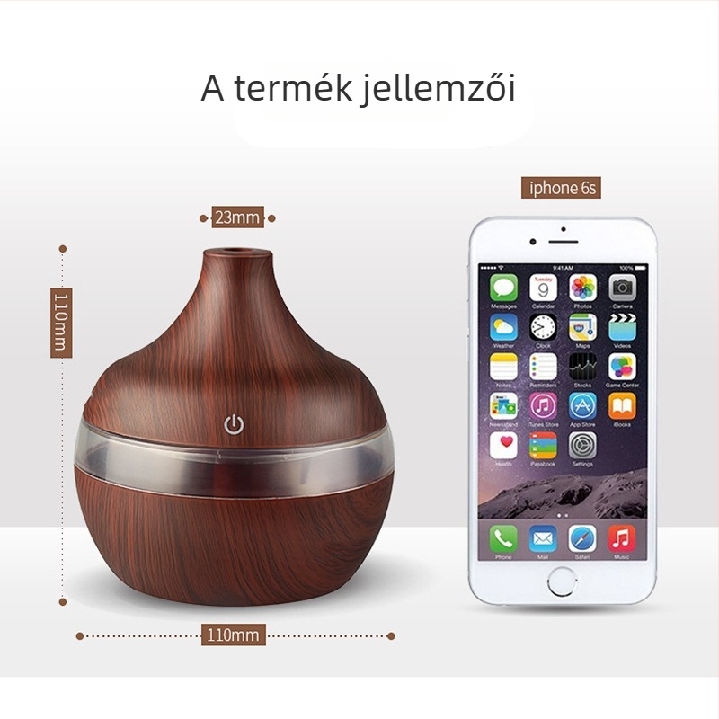 USB-tápellátású aroma diffúzoros párásító, 41-60 m2-hez, 0,5 L alatti tartály, 1 párásító kimenet, 5 W