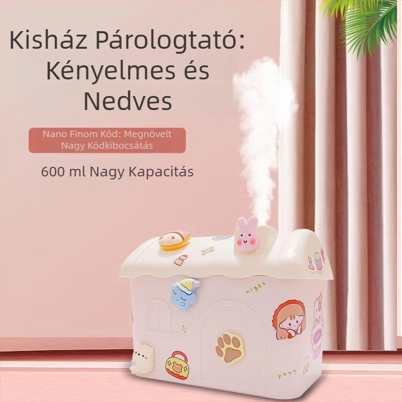 Új DIY kreatív kis ház párásító nagy kapacitással és erős köd-kibocsátással, csendes légtisztító otthonra és irodába