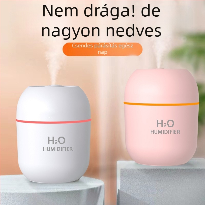 USB-s ultrahangos légnedvesítő – asztali készülék, tartály <0.5 L, hatókör legfeljebb 10 m², teljesítmény 5 W, zaj ≤36 dB