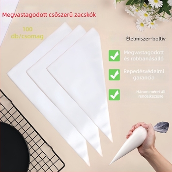 Torta- és süti dekoráló zacskó, átlátszó, vastagított, élelmiszer-minőségű
