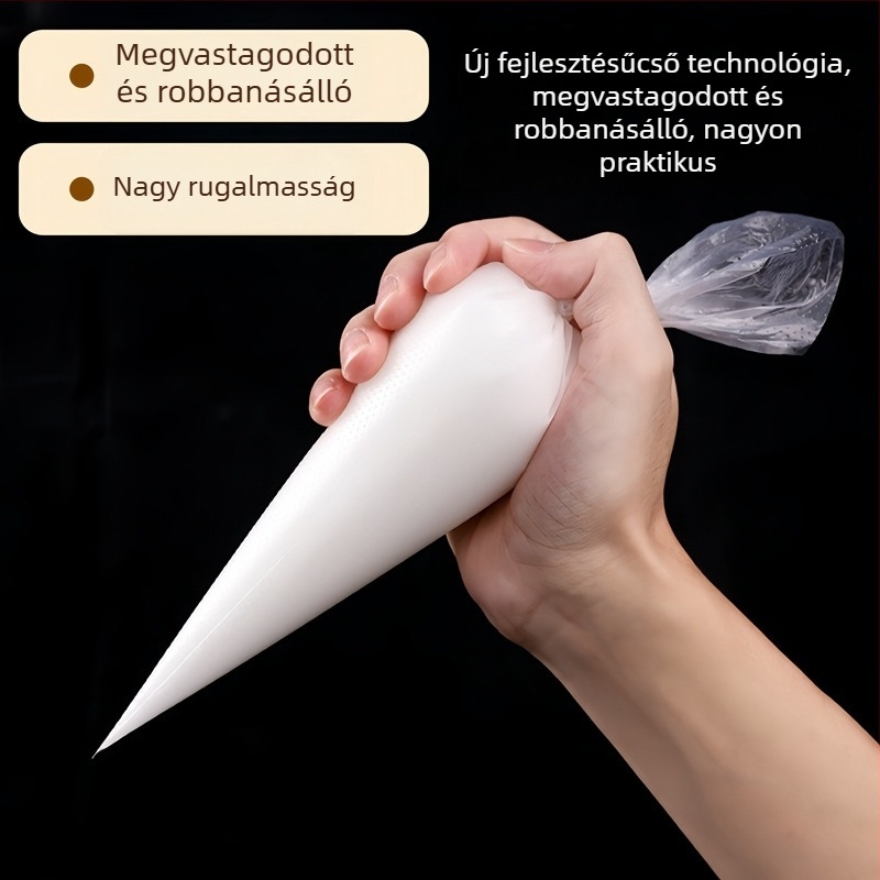 Torta- és süti dekoráló zacskó, átlátszó, vastagított, élelmiszer-minőségű
