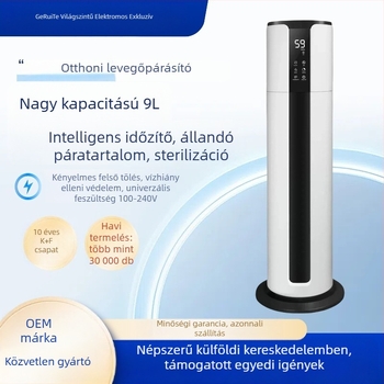 Háztartási ultrahangos párásító padlóra álló, modell 2508; víztartály 6,1–10 L; 31–40 m²-es területhez megfelelő; egy gőznyílás; távirányító.