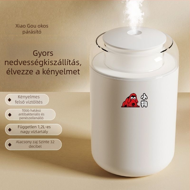 Légpárásító 41–60 m²-es helyiségekhez, tartály 1,0–2,5 L, 2 párásító kimenet, elemmel működik, csendes működés 36 dB alatt
