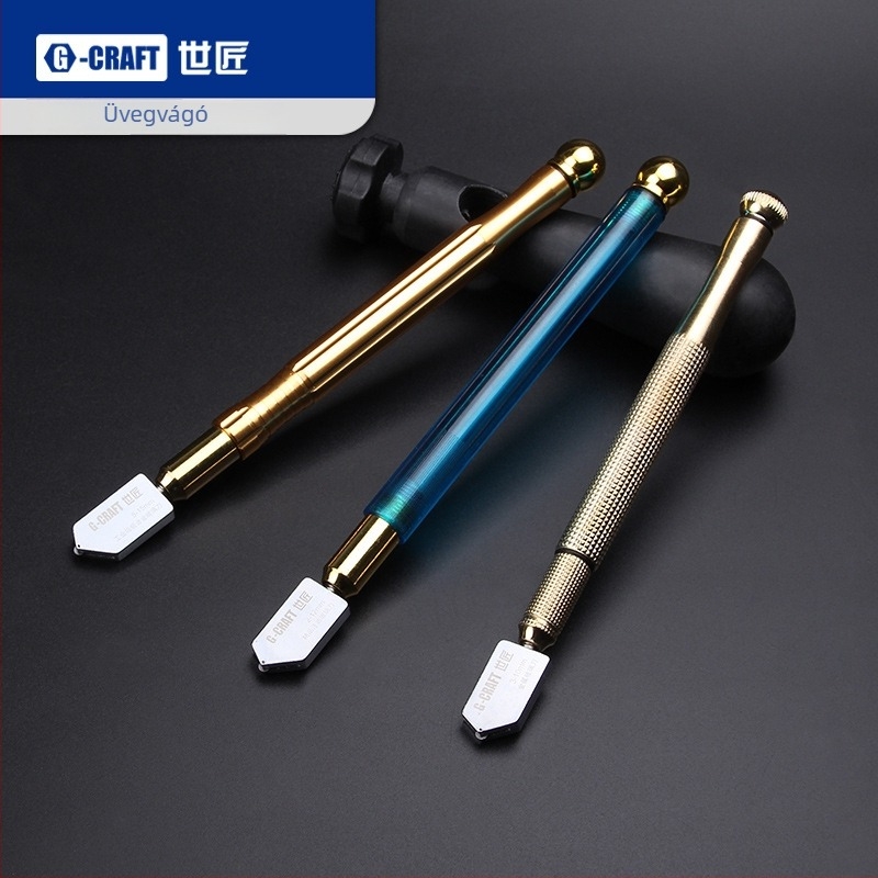 GCRAFT World Craftsman Üvegvágó gyémánt görgővel — görgős típusú vágó a vastag üveghez, alumínium ötvözet, 185 mm, vágási kapacitás 5–15 mm, csempevágó
