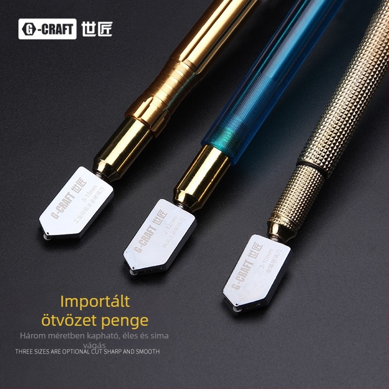 GCRAFT World Craftsman Üvegvágó gyémánt görgővel — görgős típusú vágó a vastag üveghez, alumínium ötvözet, 185 mm, vágási kapacitás 5–15 mm, csempevágó