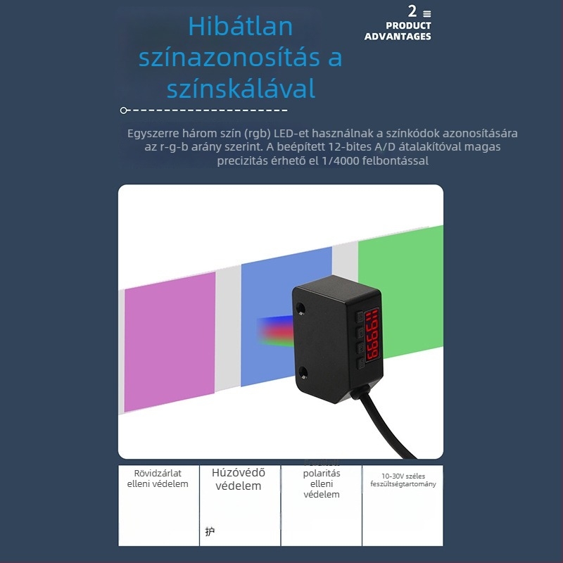 LX-101 színjelző szenzor, fotóelektronikus kapcsoló, 12 V, mechanikus berendezésekhez