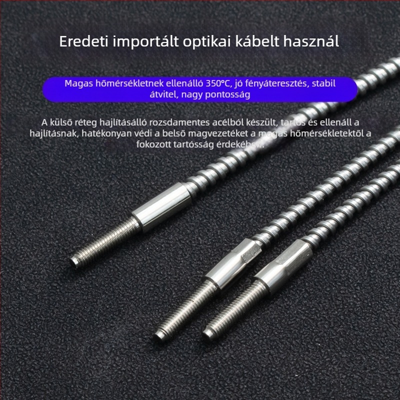 Magas hőmérsékletű, 350°C-ig terhelhető száloptikai szenzor, Through-Beam típusú, M4 görbe vég, difúz reflexiós üveg, hőálló optikai rost szenzor