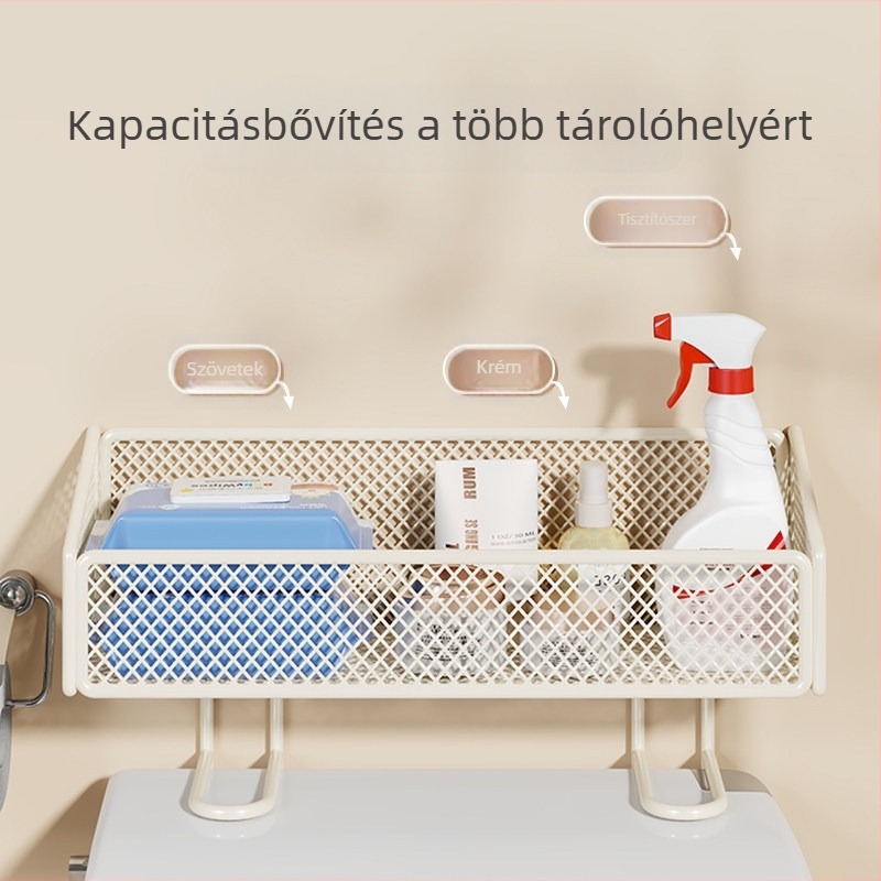 Fürdőszobai tárolópolc a vécé fölött, többfunkciós toalett-kiegészítők rendezője, nedves törlőkendők tárolópolc
