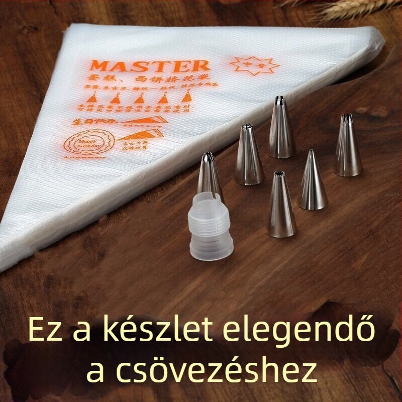 Sűrített nyomózsák készlet - egyszer használatos díszítő tasakok süteményekhez, kekszekhez és krémekhez, otthoni használatra