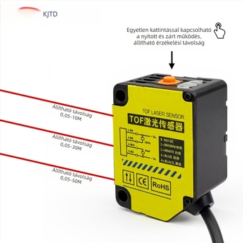 KJT sor TOF diffúz-reflexiós infravörös fotóelektronikus szenzor, anyagtól független, 1–30 m hatótávolság