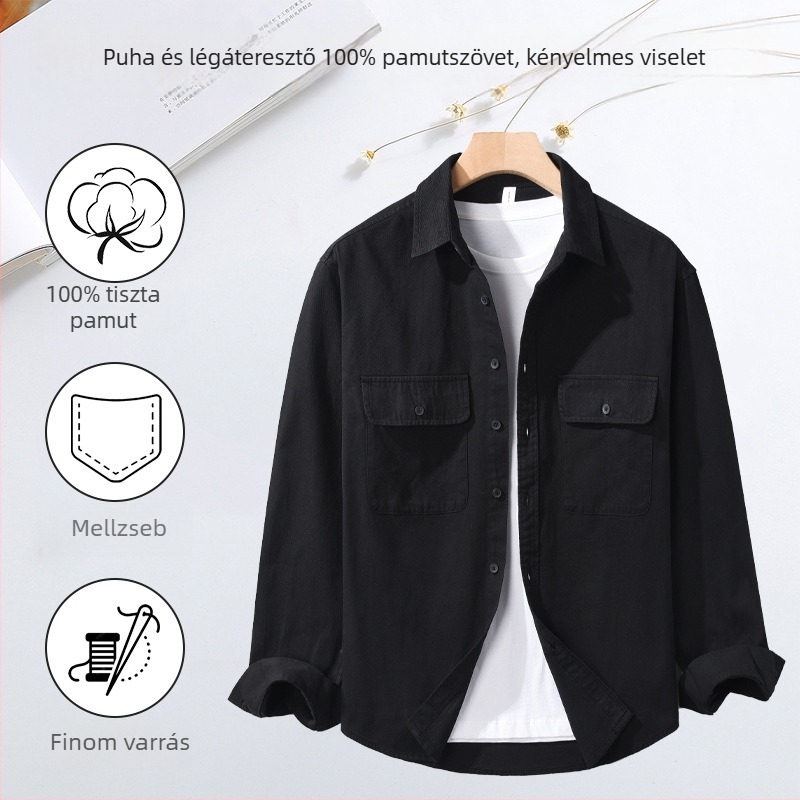 ING, 100% pamut, laza szabású, hosszú ujjú, egyszínű