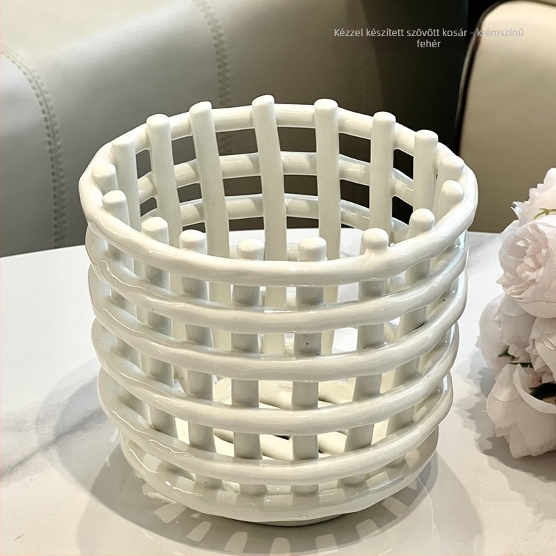 Fürdőszobai tárolókosár, kézzel kötött stílus, PP anyag, könnyed luxus dizájn (Anyag: PP; Márka: Like joe; Modell: Hand knitted storage bucket)