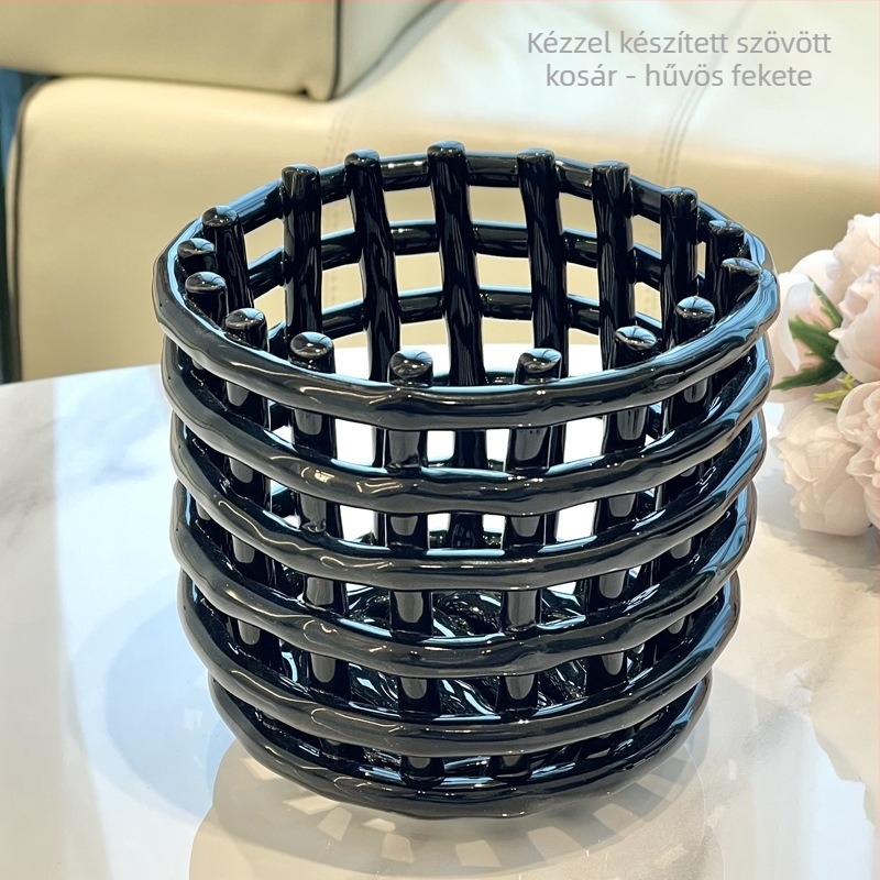 Fürdőszobai tárolókosár, kézzel kötött stílus, PP anyag, könnyed luxus dizájn (Anyag: PP; Márka: Like joe; Modell: Hand knitted storage bucket)