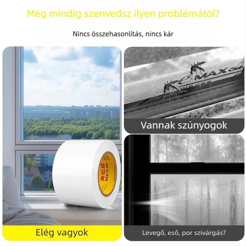 100 m ajtó- és ablakszélvédő tömítőszalag, 48 mm széles, ragasztó nélkül, téli üvegrések szigetelése