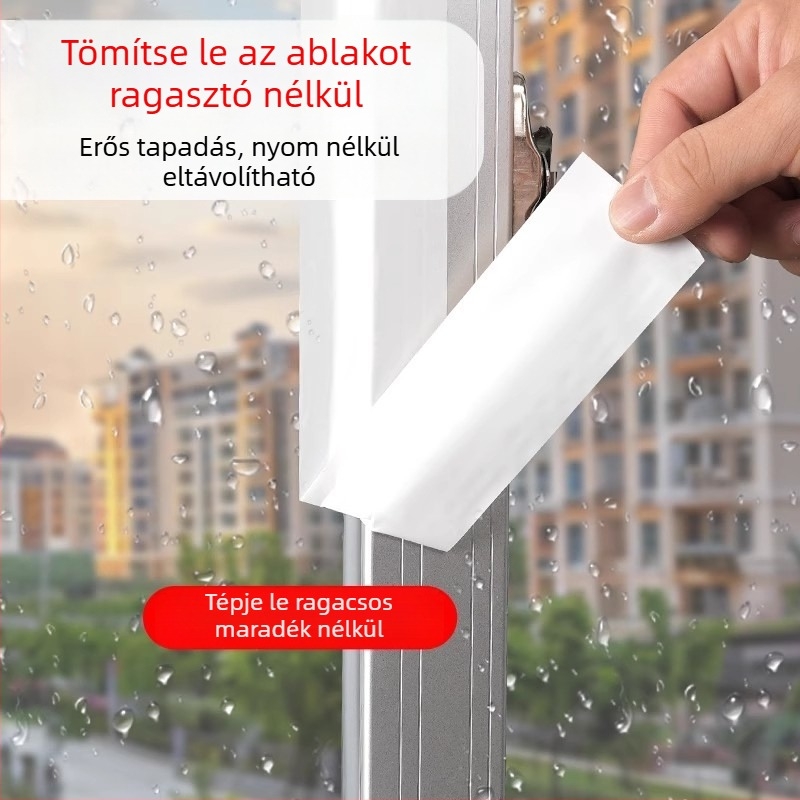 100 m ajtó- és ablakszélvédő tömítőszalag, 48 mm széles, ragasztó nélkül, téli üvegrések szigetelése