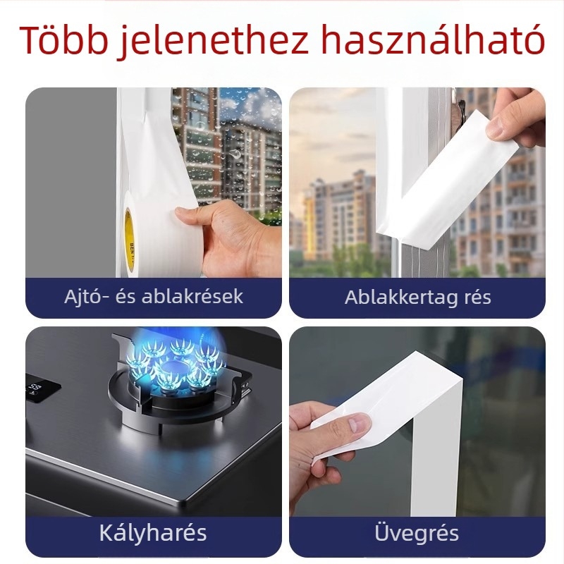 100 m ajtó- és ablakszélvédő tömítőszalag, 48 mm széles, ragasztó nélkül, téli üvegrések szigetelése