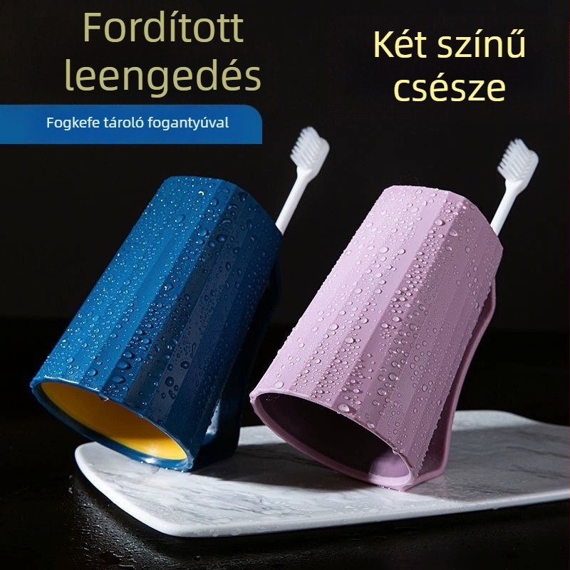 Műanyag pohár fogmosáshoz és szájöblítéshez, fogantyúval, logónyomtatás lehetséges