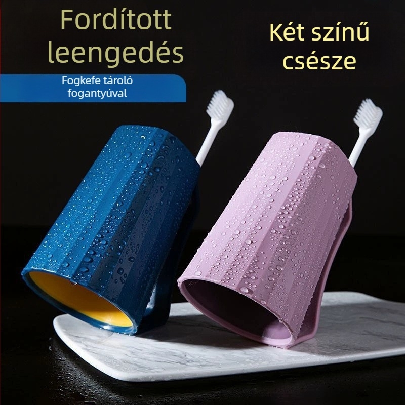 Műanyag pohár fogmosáshoz és szájöblítéshez, fogantyúval, logónyomtatás lehetséges
