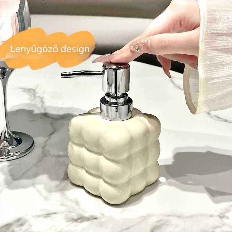 Kerámiás fürdőszobai pumpás adagoló - kézfertőtlenítő, tusfürdő és sampon számára, szállodai és otthoni használatra