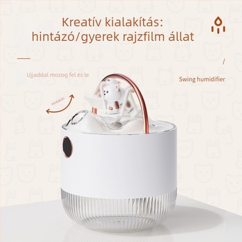 Mini USB asztali párásító éjszakai fénnyel, csendes működés, 0.5–1 L tartály, 2–8 órás időzítő