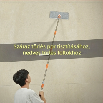 Hosszabbító falmop teleszkópos nyelettel – fej ultra finom rostból, nyél rozsdamentes acél, kettős hajtás, görgős nyomó mechanizmus, Qianxili