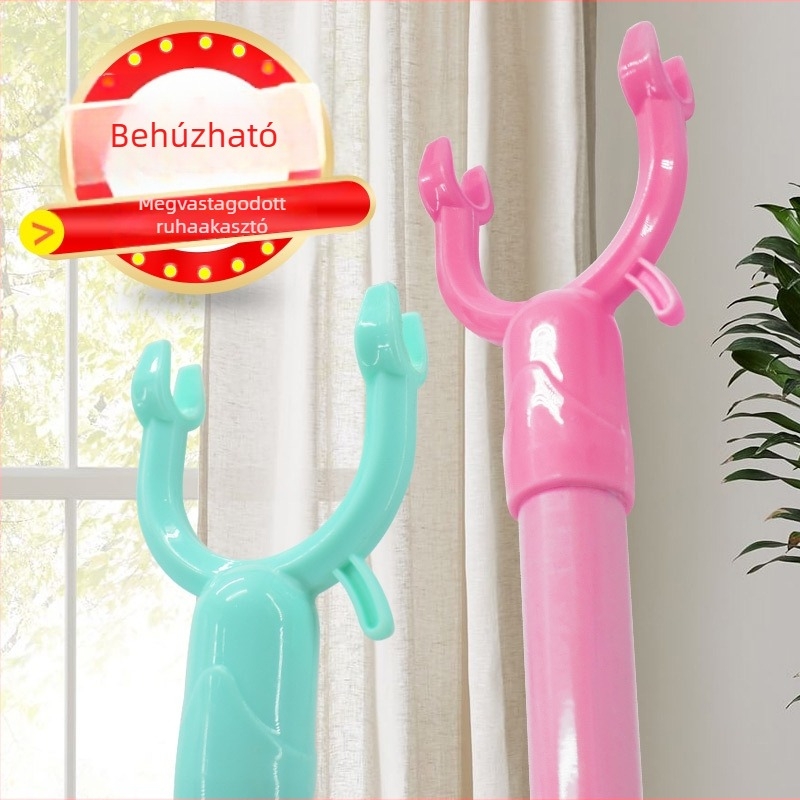 Fém teleszkópos ruhaszárító rúd erkélyre; modern, minimalist stílus; műanyag+fém villa; 2017 nyarán bemutatva