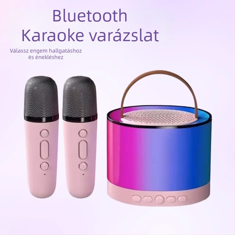 K52 vezeték nélküli karaoké hangfal beépített mikrofonnal – Bluetooth 5.3, beépített akkumulátor 2000–4000 mAh, 2 hangfal, 10W teljesítmény, frekvenciaválasz 100 Hz–20 kHz