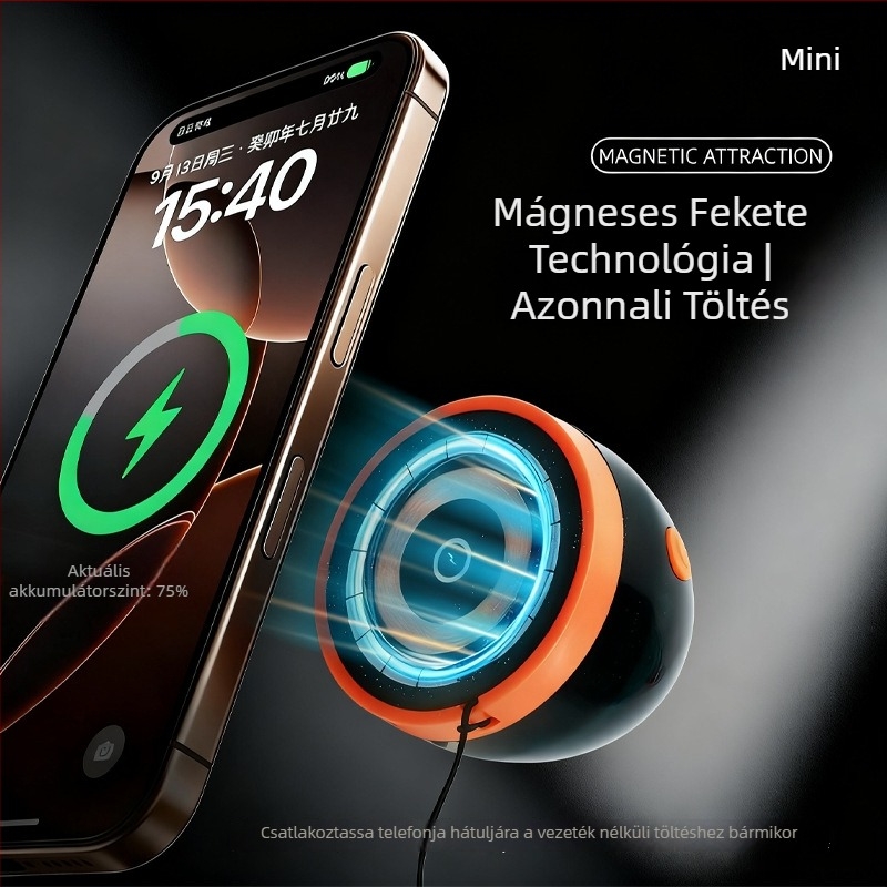 3 az 1-ben mágneses vezeték nélküli Bluetooth hangszóró power bankkal, RGB világítással, Bluetooth 5.3, 4000–6000mAh