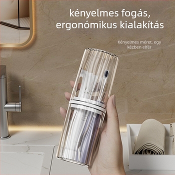 Átlátszó utazási öblítő pohár, műanyagból, fogkeféhez és fogkrémhez, otthoni és utazási használatra