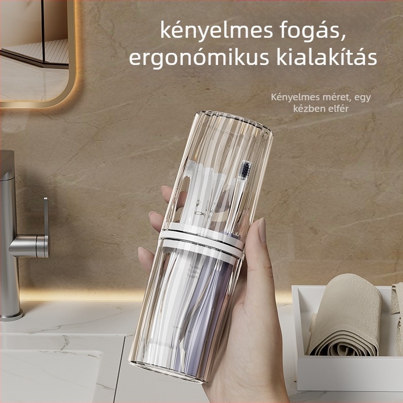 Átlátszó utazási öblítő pohár, műanyagból, fogkeféhez és fogkrémhez, otthoni és utazási használatra