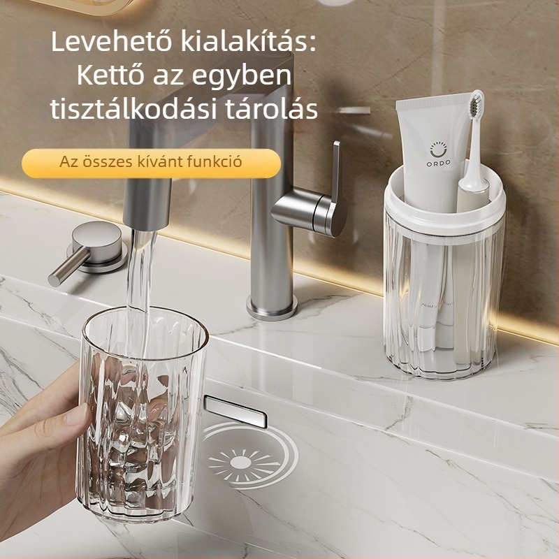 Átlátszó utazási öblítő pohár, műanyagból, fogkeféhez és fogkrémhez, otthoni és utazási használatra