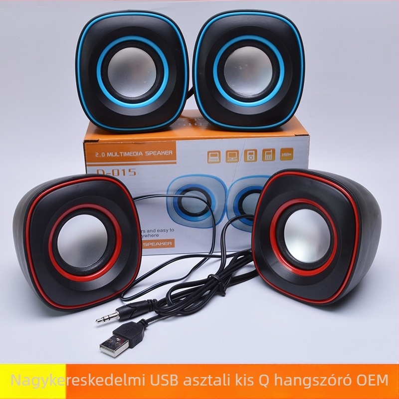 USB asztali hangszórók, 2-csatornás sztereó, 3W csatornánként, USB+3,5 mm bemenet, MP3 lejátszás