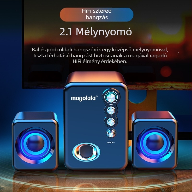 Q8 USB asztali hangrendszer Bluetooth-al, 2.1-csatornás, mélynyomóval