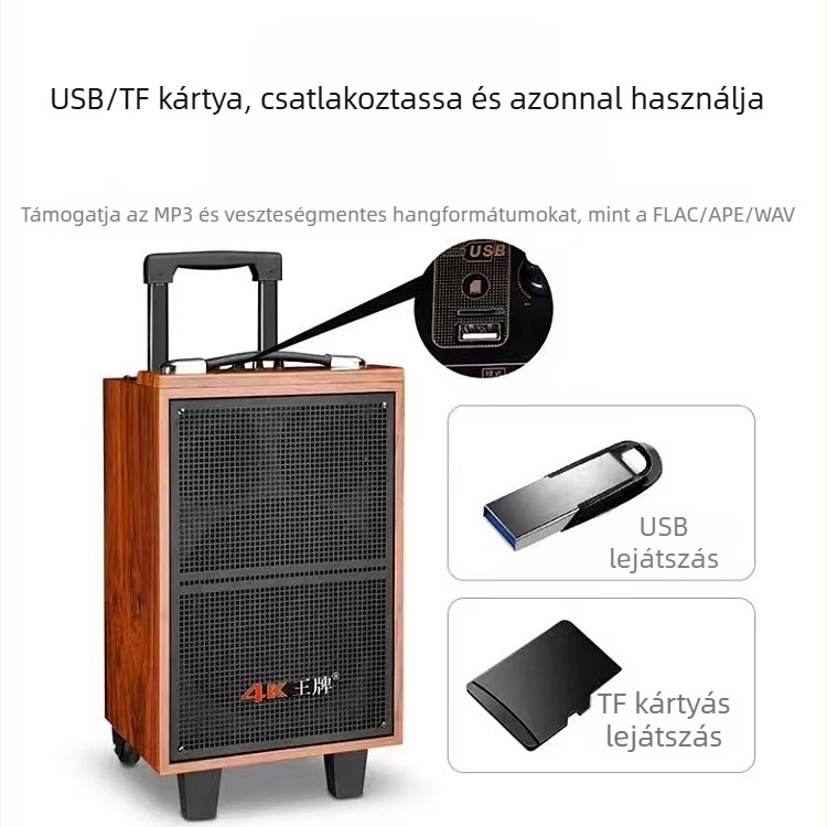Bluetooth görgős sztereó hangfal, 2 hangfal, 100 W, frekvenciatartomány 100 Hz–20 kHz, SNR ≥75 dB