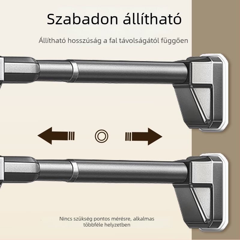 Rozsdamentes acélból készült teleszkópos oldalsó rögzítésű fürdőszobai ruhaszárító rúd, fúrás nélkül, fix, egyenes