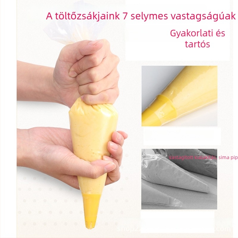 50 darab egyszer használatos vastagított díszítő tasakok készlet, süteményformákkal és sütőeszközökkel (PE)