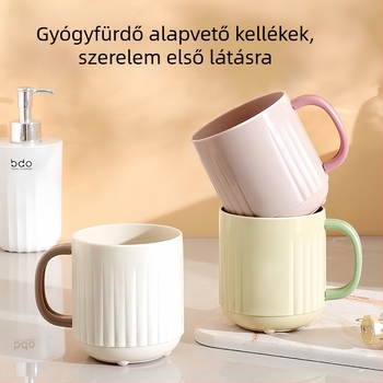 Lan xiang Fogkefés pohár fogantyúval, PP anyag, nagy kapacitás, csíkos dizájn, testreszabás nem elérhető, logó nyomtatás nem lehetséges