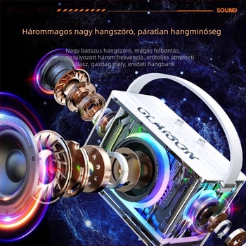 3 hangszórós Bluetooth hangszóró rendszer, beépített akkumulátor, 30W, Bluetooth 5.3, frekvenciasáv 100 Hz–20 kHz