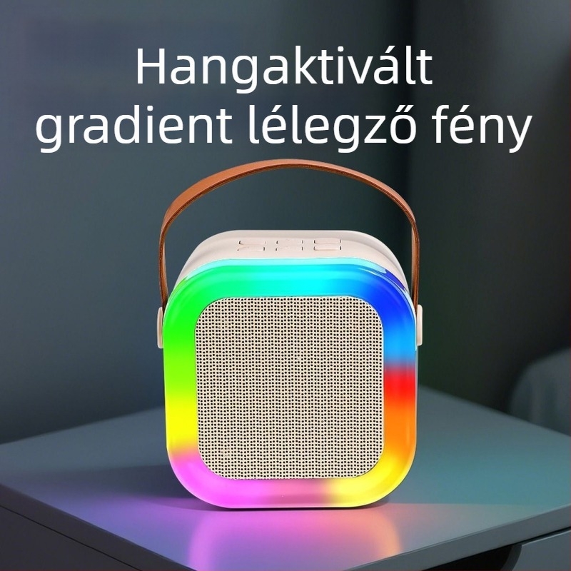 Vezeték nélküli Bluetooth karaokés hangfal beépített mikrofonnal – minden egyben otthoni audió készlet, Bluetooth 5.3, 3W, 20Hz-20kHz, SNR ≥70dB, USB