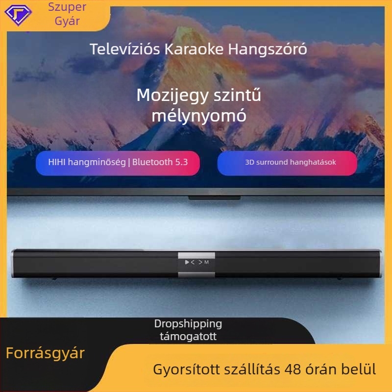 Bluetooth hangsáv otthoni mozihoz beépített 6000mAh akkumulátorral, 8W, Bluetooth 5.0, frekvencia-tartomány 30Hz-15kHz, SNR ≥60dB, 15 m-es hatótáv
