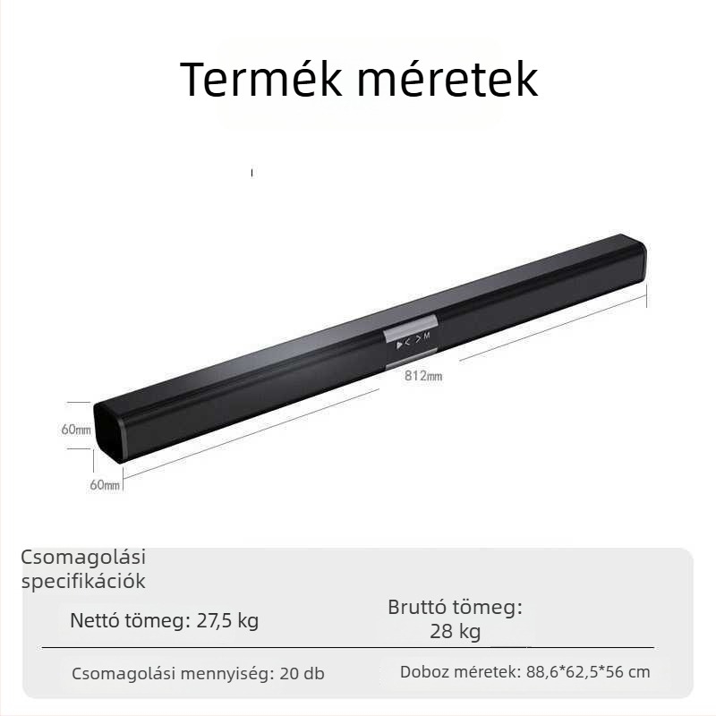 Bluetooth hangsáv otthoni mozihoz beépített 6000mAh akkumulátorral, 8W, Bluetooth 5.0, frekvencia-tartomány 30Hz-15kHz, SNR ≥60dB, 15 m-es hatótáv